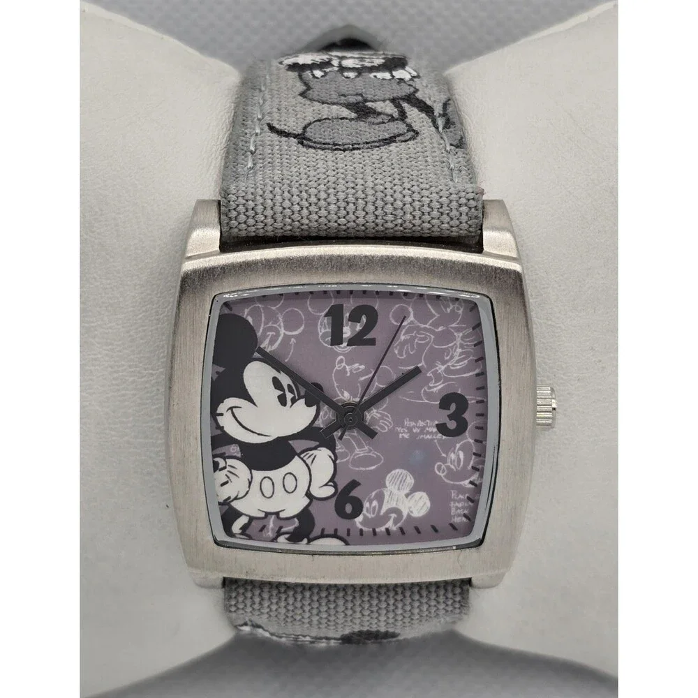 Unisex Disney Parks Mickey Mouse Limited Edition Gray Fabric Band Watch 04